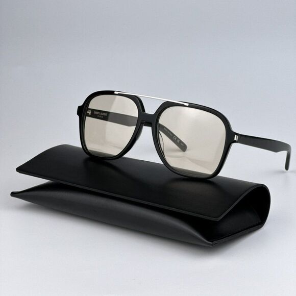 NEW Saint Laurent SL545 001 Black Light Yellow Pilot Unisex Sunglasses - Picture 2 of 15